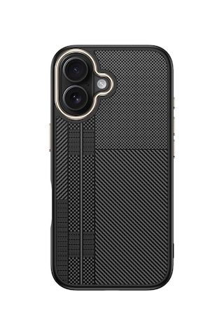 Apple Uyumlu iPhone 16 Plus Kılıf M-safe Şarj Özellikli Karbon Fiber Görünümlü Tchs Antina Kapak - Siyah-gri Siyah-gri