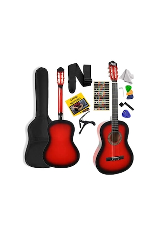 Midex Cg-270rd Kırmızı Renk Klasik Gitar 4/4 Yetişkin Boy Sap Ayarlı Full Set