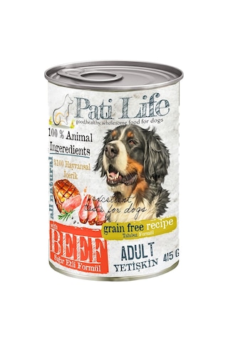 Pati Life Tahılsız Sığır Etli Konserve Yetişkin Köpek Maması 24 x 415 G Pati Life Tahılsız Sığır Etli Konserve Yetişkin Köpek Maması 24 x 415 G