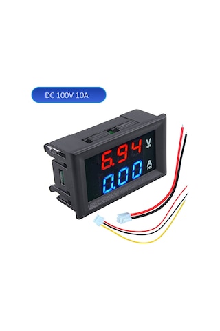 Kırmızı Mavi 10a-0.28 "mini Dijital Voltmetre Ampermetre Dc 100v 10a 50a 100a Panel Amp Volt Gerilim Akım Ölçer Test Cihazı Çift Led Ekran 3 Bit