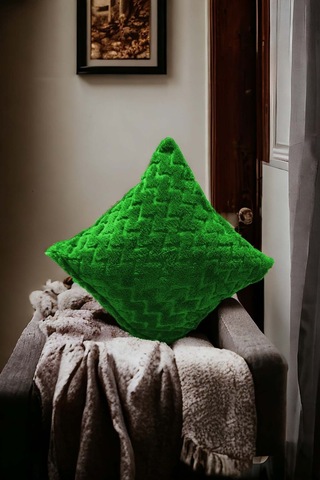 Bohem 4'lü Dekoratif Yastık Kılıfı Kırlent Kılıfı 43x43 Cm Yeşil Zikzak Desen Yeşil