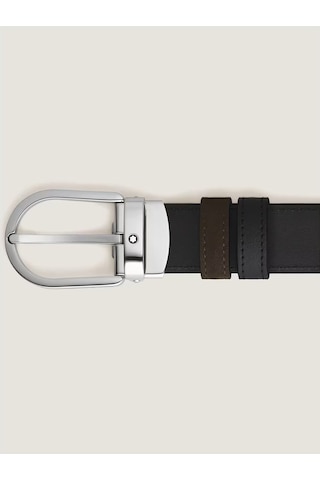Montblanc At Nalı Tokalı Süet Deri 30 Mm Çift Taraflı Kemer 22097 Kahverengi