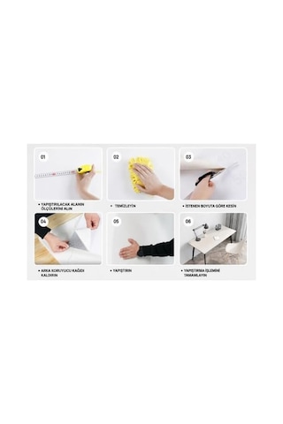 Yapışkanlı Beyaz Mermer Desenli Duvar Sticker, 30x30 Cm, 6 Adet, Kolay Uygulamalı, Wmb-026 Çok Renkli