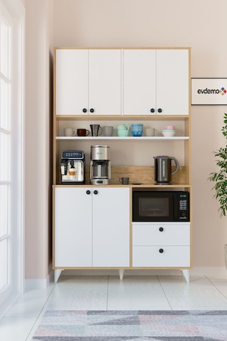 Silva Kahve Köşesi Çok Amaçlı Dolap Beyaz Atlantik Çam Beyaz Atlantik Çam