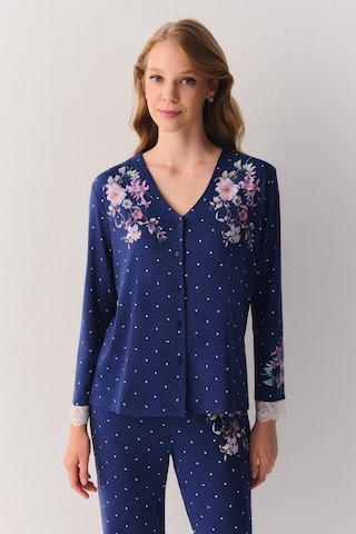 Suwen Jane Maskülen Pijama Takımı Sh26216660b1104 Mavi Puantiyeli