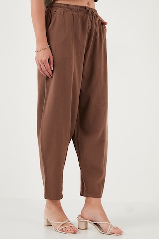 Lela Pamuklu Relaxed Fit Normal Bel Daralan Paça Bayan Pantolon 668Yp5198 Kahve