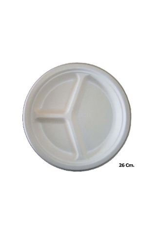 Roll-up Nature Ekolojik Karton Kağıt Tek Kullanımlık 3 Bölmeli Tabak - 26 Cm. - 50 Adetlik 3 Paket