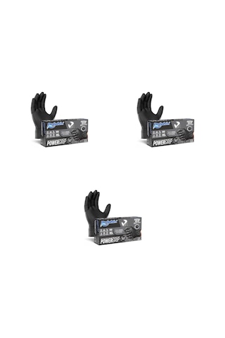 Dolphin Nitril Powergrip Ekstra Kalın Elmas Dokulu Eldiven Siyah Xl Büyük Boy - 50'li 3 Paket