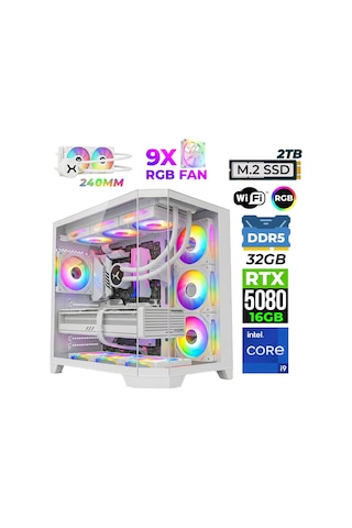 Xaser Pearl X80 i9-14900KF 32 GB 2 TB M.2 Nvme SSD 16 GB RTX5080 Free Dos Masaüstü Oyuncu Bilgisayarı