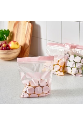 Ikea Istad Kilitlenebilir Buzdolabı Poşeti, Açık Pembe, 1 Lt, 25 Adet