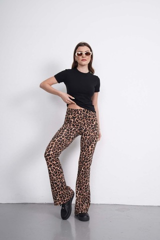 Penyebizden İspanyol Paça Tayt Pantolon-leopar Leopar