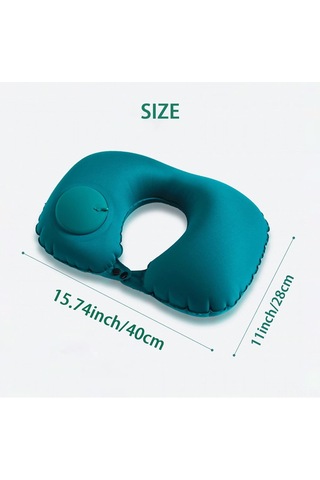 Vkemall Hızlı Üfleyici U Yastığı - Floklu Malzeme, Boyun Yorumu Azaltıcı, Seyahat/ofis Uygun, Mavi Black