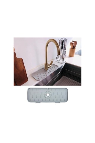 Zmc Bilişim Lavabo İçin Silikon Esnek Mat Musluk Sapı Damlama Tutucu Raf Mutfak Tezgahı Sıçrama Koruma