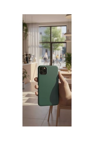 İphone 11 Pro Max Silikon Kılıf Esnek Darbe Emici Koruyucu Telefon Kılıfı Koyu Yeşil