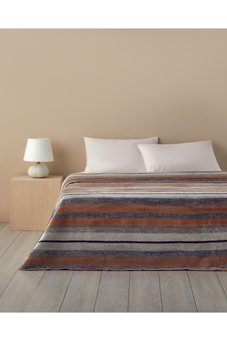 Bold Stripe Akrilik Çift Kişilik Battaniye 200x220 Cm Antrasit Antrasit