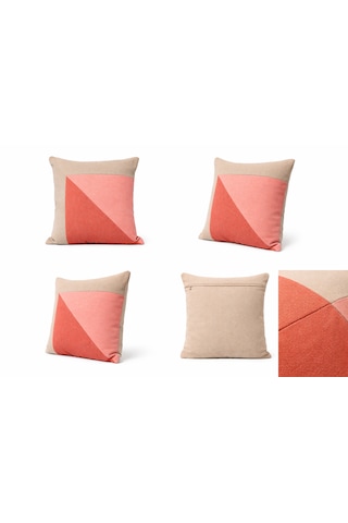 Faralya Life Parçalı 2 Li Kırlent Kılıfı 45x45 Cm Dekoratif Koltuk Yastık Kılıfı Modern Salon Dekoru Açık Pembe