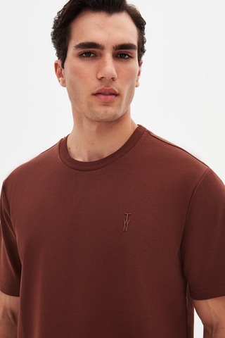 Twn Slim Fit Kahverengi Baskılı T-shirt 4ec14ort12025 Kahve