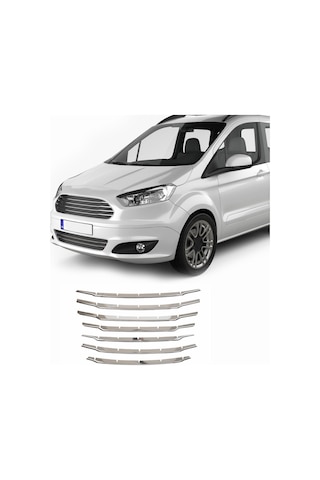 Ford Courier Uyumlu 2017-2023 Krom Ön Panjur 7 Parça Paslanmaz Çelik