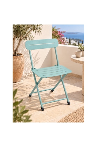 Katlanır Metal Balkon Bahçe Sandalyesi Bistro Sandalye Tekli Mint Yeşili 1642 Turkuaz