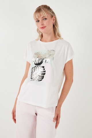 Lela Baskılı Bisiklet Yaka Regular Fit Bayan T Shirt 6671004 Ekru