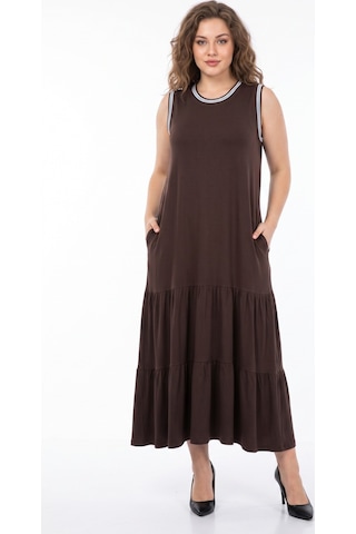 Wearon Kadın Kalın Askılı Viskon Likralı Elbise 7279 Bgl-st05665 Kahve