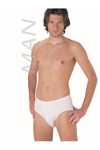 Erkek Beyaz Süprem Penye Slip %100 Pamuklu 3 Lü Paket 120-3b Beyaz
