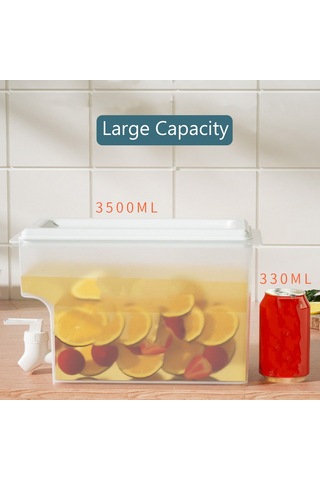 Hfambition Beyaz Musluklu Buzdolabı Su Sürahisi: Geniş Ağız, 3.5l Kapasite, Sızdırmaz Tasarım, Kolay Taşıma Ve Temizleme İmkanı Beyaz