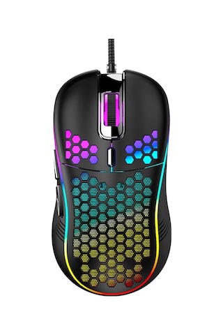 Kablolu Usb Oyun Faresi 4800 Dpı 6 Düğmeli Ayarlanabilir Petek Delikli Mekanik Fare Işıklı Siyah Diğer