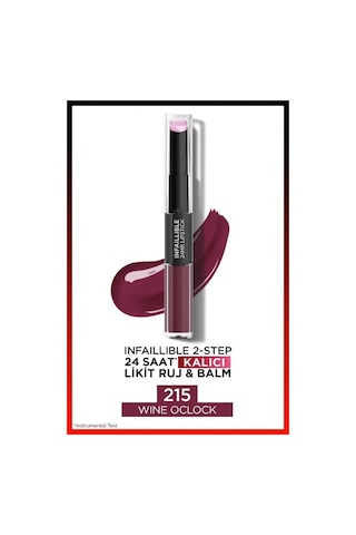 L'Oreal Paris Infaillible 2 Step 24 Saat Kalıcı Likit Ruj & Balm 215 Wine Oclock