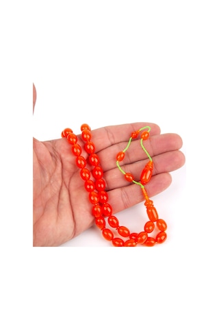 Sıkma Kehribar Beyzi Kesim 8x10.5mm Tesbih Turuncu