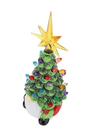 Yaozixa Pil İle Çalışan Led Işıklı Reçine Cüce Noel Ağaçı Dekorasyonu - Taşınabilir Ev Ofis Noel Unsurları