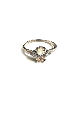 Sitrin Ve Zirkon Taşlı Gümüş Yüzük 925 Ayar