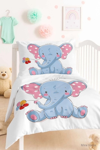 Dijital Baskılı 3d Pamuklu Yenidoğan Bebek Nevresim Takımı Cute Elephant Çok Renkli