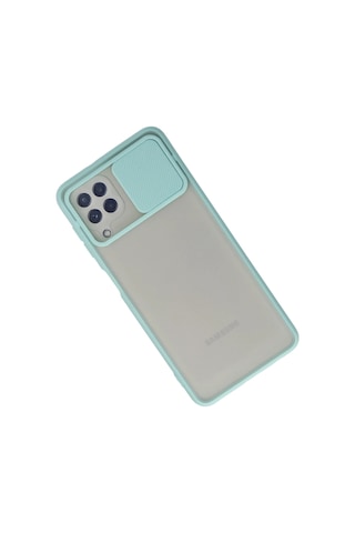 Newface - 890 - Samsung Galaxy A22 Kılıf Palm Buzlu Kamera Sürgülü Silikon - Matxzngz - - Turkuaz