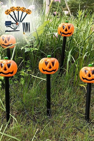 Bal Kabağı Kazıklı Solar Led Işık, Cadılar Bayramı Güneş Enerjili Hallowen Zemin Yürüyüş Yolu Işığı Sarı