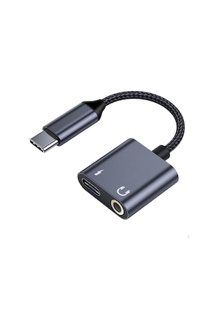 Type-C To 3.5mm Stereo Kulaklık Şarj Çevirici Dönüştürücü Adaptör Aux Ses Kablosu
