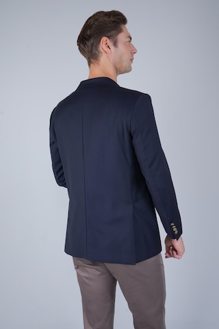 Bisse Comfort Fit Lacivert Dokuma Mono Yaka Çift Yırtmaçlı 4 Drop Yün Blazer Erkek Ceket Pck24knos002 C39 Lacivert
