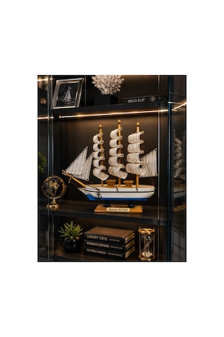 İsime Kişiye Özel Dekoratif Premium Ahşap El Yapımı Yelkenli Gemi Maketi 30 X 30cm Biblo Hediye 530e