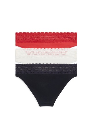 Tommy Hilfiger Kadın 3'lü Paket Firework/ıvory/desert Sky Külot-15639 Kırmızı