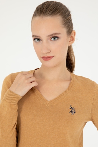 U.S. Polo Assn. Kadın Camel Melanj V Yaka Basic Kazak 50293542-VR122