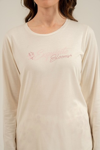 Arnetta Kadın Excuisite Flowers Krem Uzun Kol Pijama Takım Ar3743-s-v1 Ar3743-s-v1
