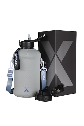 Roxform Suluk Matara 2200 Ml, Premium Pp Malzeme, Sağlıklı Bpa & Bps İçermez, Kılıflı, Çift Kapaklı, Koku Yapmaz, Sızdırmaz Ve Dayanıklı, Gri Kılıf, Siyah Siyah, Gri Kılıf