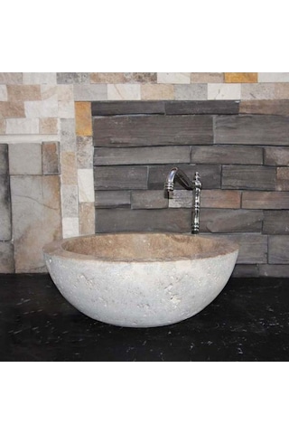 Noche Traverten Oval Dizayn Lavabo