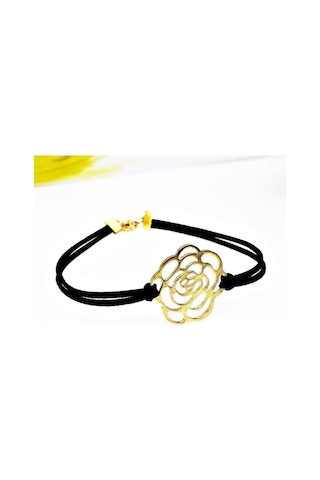 Siyah Süet Kadın Gül Choker Kolye Renkli