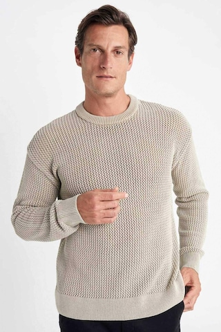 DeFacto %100 Pamuk Relax Fit Bisiklet Yaka Dokulu Triko Kazak D2061AX24AUBG155