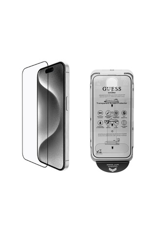 Apple Uyumlu iPhone 16 Pro Max Guess Lisanslı Rhinestone Ekran Ve Lens Koruyucu 2in1 Aksesuar Seti Gold