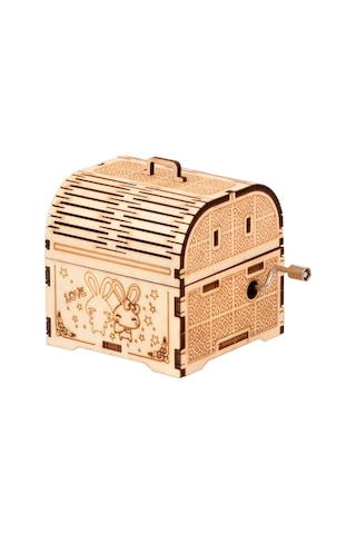 Dianziye Ahşap Dıy Müzik Kutusu 3d Puzzle - Elle Çevirerek Müzik Çalar, Zeka Geliştirir, Dekoratif - Tavşan Modeli Byh703