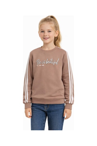 Kız Çocuk Kol Şeritli Sweatshirt Bgl-st05269 Bej