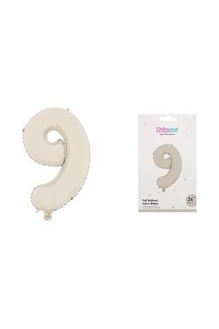 Folyo Rakam 9 Yaş Mat Bej 26 Inc 66 Cm Pipetli Doğum Günü Balonu Çok Renkli