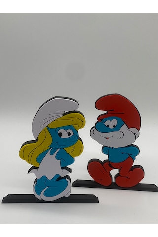 İkili Set, Şirine Ve Şirin Baba Masa Figürü, 3d Baskı, Mavi